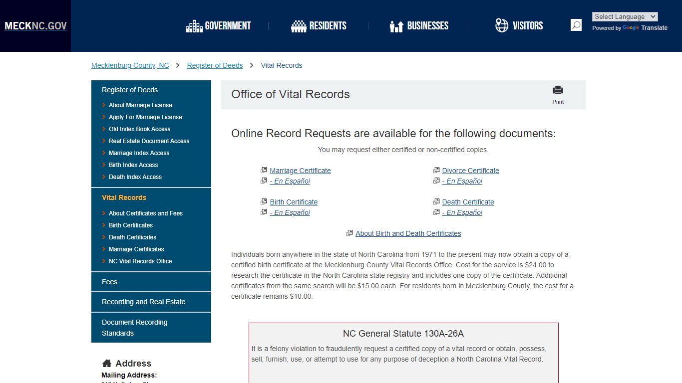 Office of Vital Records - mecknc.gov