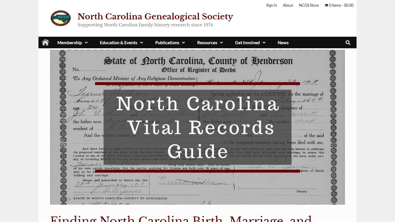 Finding North Carolina Birth, Marriage, and Death Records